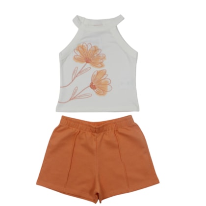 Conjunto Feminino Blusa Estampa Flores e Shorts Moletinho 46199 - kely kety