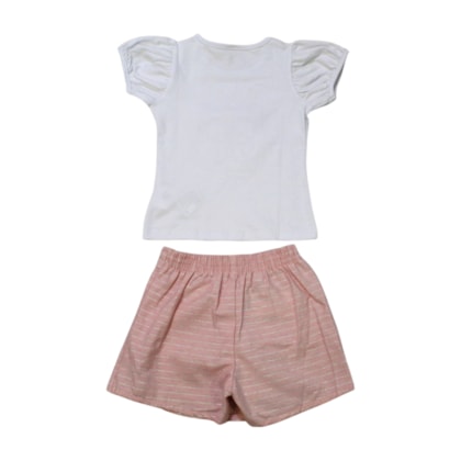 Conjunto Feminino Blusa Estampa Flores e Shorts Saia 21668 - Glinny