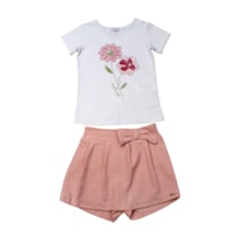 Conjunto Feminino Blusa Estampa Flores e Shorts Saia 71407 - Alenice 