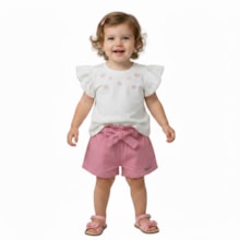 Conjunto Feminino Blusa Estampa Flores e Shorts Tecido 117149 - Trick Nick