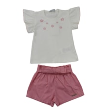 Conjunto Feminino Blusa Estampa Flores e Shorts Tecido 117149 - Trick Nick