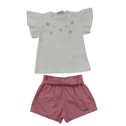 Conjunto Feminino Blusa Estampa Flores e Shorts Tecido 117149 - Trick Nick