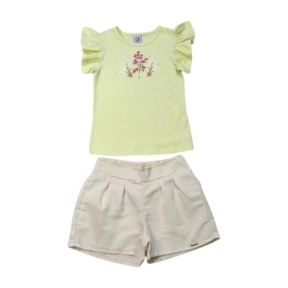 Conjunto Feminino Blusa Estampa Flores e Shorts Tecido 71401 - Alenice