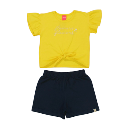 Conjunto Feminino Blusa Estampa Flowers e Shorts Moletinho 50993 - Kely kety 