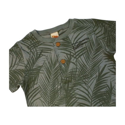 Conjunto Feminino Blusa Estampa Folhas com Botões e Bermuda Moletinho 9306 - Livy     