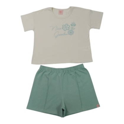 Conjunto Feminino Blusa Estampa Garden e Shorts 46198 - Kely Kety