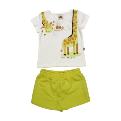 Conjunto Feminino Blusa Estampa Girafa e Shorts Saia Moletinho 8892 - Livy 