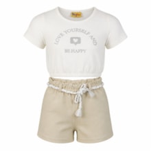 Conjunto Feminino Blusa Estampa Happy com Glitter e Shorts 27101 - Rollu