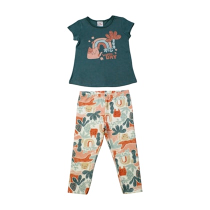 Conjunto Feminino Blusa Estampa Happy Day e Legging 26582 - Brandili  
