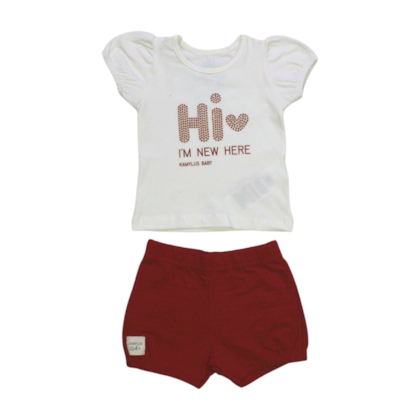 Conjunto Feminino Blusa Estampa Hi com Glitter e Shorts 53735 - Kamylus  