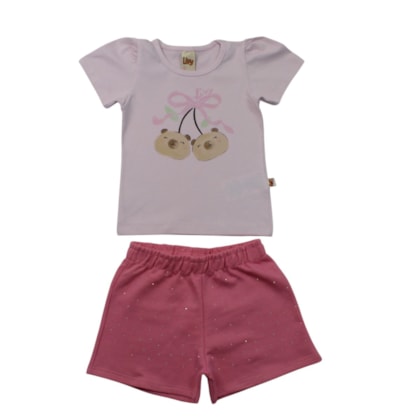 Conjunto Feminino Blusa Estampa Laços e Shorts Moletinho 9880 - Livy