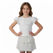 Conjunto Feminino Blusa Estampa Life e Shorts Saia 37500 - Angerô