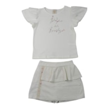 Conjunto Feminino Blusa Estampa Life e Shorts Saia 37500 - Angerô