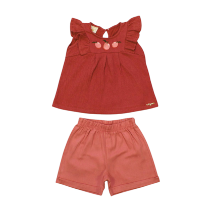 Conjunto Feminino Blusa Estampa Limões e Shorts Sarja 27788 - Angerô    