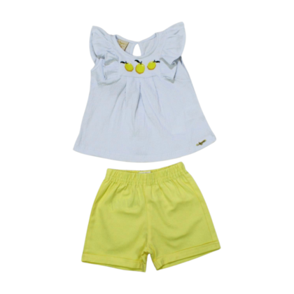 Conjunto Feminino Blusa Estampa Limões e Shorts Sarja 27788 - Angerô    