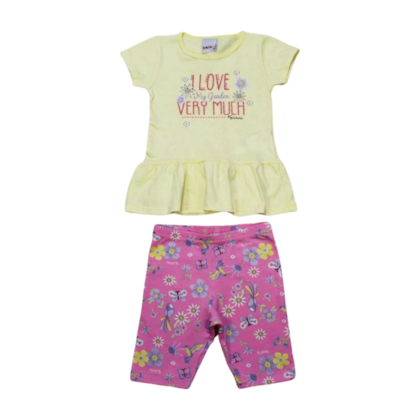 Conjunto Feminino Blusa Estampa Love e Bermuda 11205 - Kaiani 