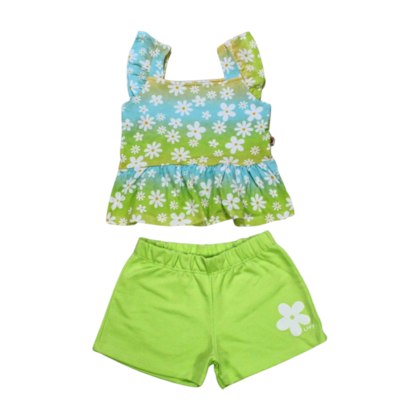 Conjunto Feminino Blusa Estampa Margaridas e Shorts Moletinho 8905 - Livy    