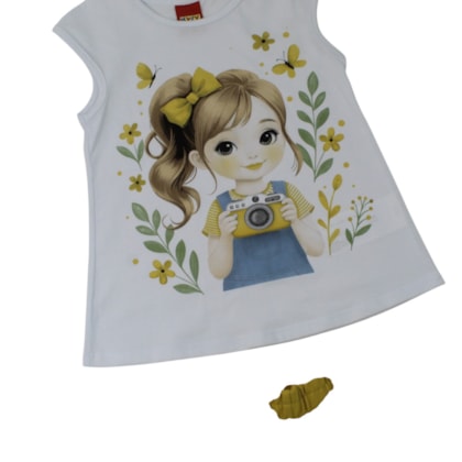 Conjunto Feminino Blusa Estampa Menina e Shorts Moletinho 1001778 - Kyly