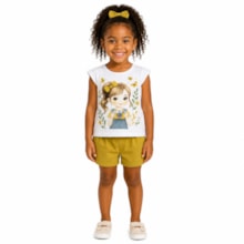 Conjunto Feminino Blusa Estampa Menina e Shorts Moletinho 1001778 - Kyly