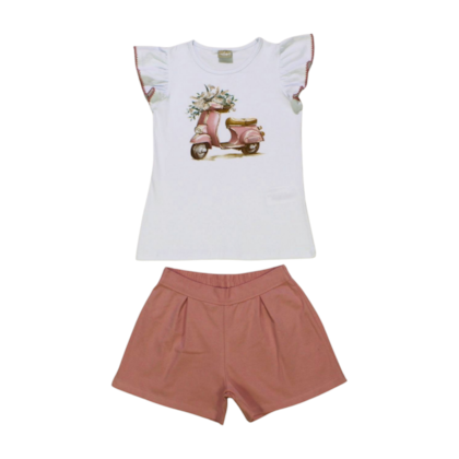 Conjunto Feminino Blusa Estampa Moto e Shorts 2000730 - Milon 