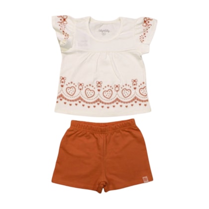 Conjunto Feminino Blusa Estampa na Barra Corações e Shorts 50162 - Kely Kety