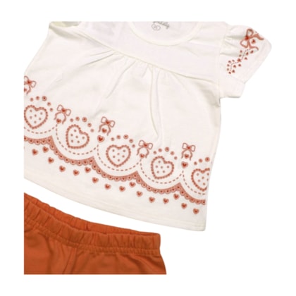 Conjunto Feminino Blusa Estampa na Barra Corações e Shorts 50162 - Kely Kety