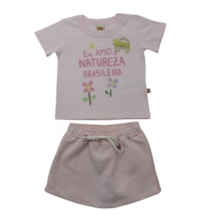 Conjunto Feminino Blusa Estampa Natureza e Shorts Saia 9893 - Livy