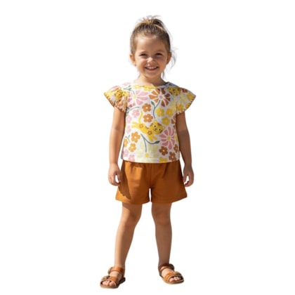 Conjunto Feminino Blusa Estampa Onça e Shorts 1001815 - Kyly