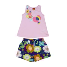 Conjunto Feminino Blusa Estampa Pássaro e Shorts 1001277 - Kyly