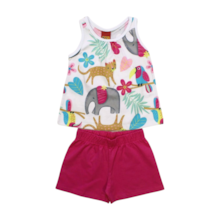 Conjunto Feminino Blusa Estampa Safari e Shorts 1000200 - Kyly 