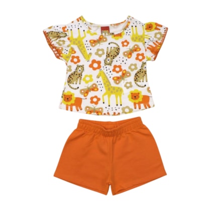 Conjunto Feminino Blusa Estampa Safari e Shorts 1001278 - Kyly