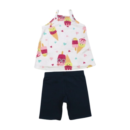 Conjunto Feminino Blusa Estampa Sorvete e Bermuda 1000984 - Kyly