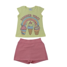 Conjunto Feminino Blusa Estampa Sorvete e Shorts Saia 18926 - Teddy