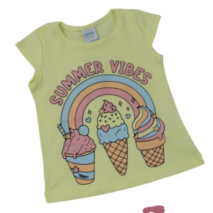 Conjunto Feminino Blusa Estampa Sorvete e Shorts Saia 18926 - Teddy