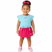 Conjunto Feminino Blusa Estampa Summer e Shorts Saia Moletinho 9249 - Livy   