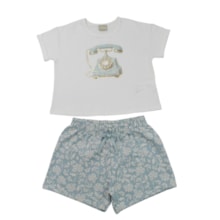 Conjunto Feminino Blusa Estampa Telefone e Shorts 2001764 - Milon