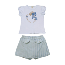 Conjunto Feminino Blusa Estampa Tiara e Shorts Saia 22765 - Glinny 