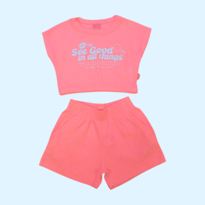 Conjunto Feminino Blusa estampa Trings e Shorts Canelado 57061 - Kamylus 