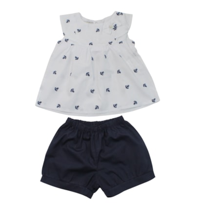 Conjunto Feminino Blusa Estampada Ancoras e Shorts 2308 - Carol e Dani