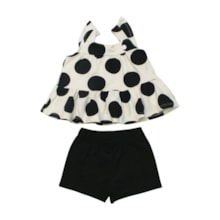 Conjunto Feminino Blusa Estampada Bolas e Shorts com Babado 2001268 - Milon     