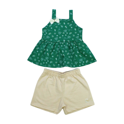 Conjunto Feminino Blusa Estampada Borboletas e Shorts Moletinho 11529 - Tiny Joy 