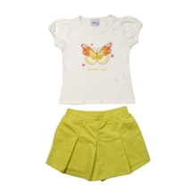 Conjunto Feminino Blusa Estampada Borboletas e Shorts Saia Moletinho 11898 - Kaiani   