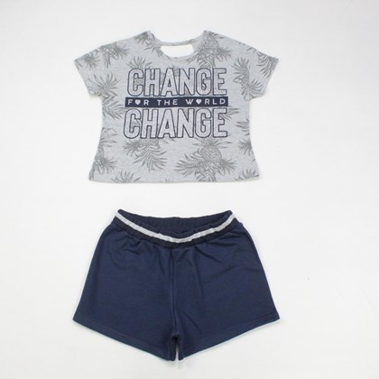 Conjunto Feminino Blusa Estampada Change e Shorts 110931 - Kyly
