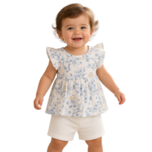 Conjunto Feminino Blusa Estampada Coelhos e Shorts A0347 - Alakazoo