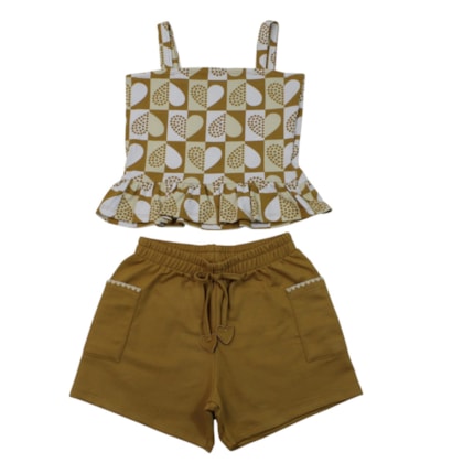 Conjunto Feminino Blusa Estampada Corações e Shorts 1001850 - Kyly
