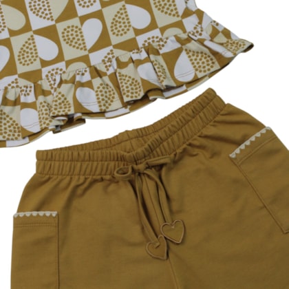 Conjunto Feminino Blusa Estampada Corações e Shorts 1001850 - Kyly