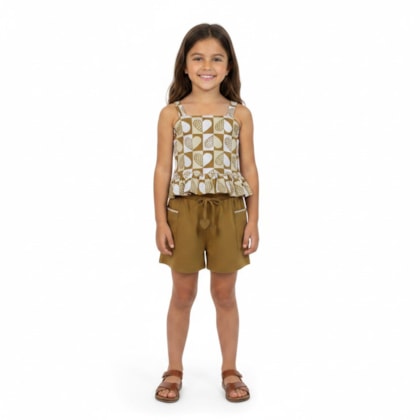 Conjunto Feminino Blusa Estampada Corações e Shorts 1001850 - Kyly