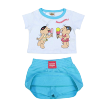 Conjunto Feminino Blusa Estampada e Saia Moletinho 6253 - Turma da Mônica