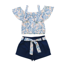 Conjunto Feminino Blusa Estampada e Shorts Sarja 26263 - Brandili Mundi  