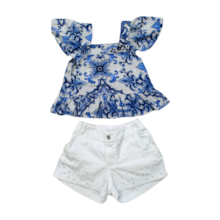 Conjunto Feminino Blusa Estampada e Shorts Sarja com Brilho 8205 - Mini Miss 